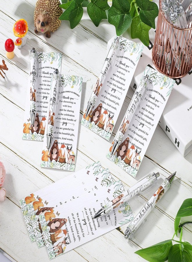 Dinifee 36 Sets Woodland Animals Baby Shower Favors Pen Set Includes 36 Rolling Paper Ballpoint Pens and 36 Greeting Bookmarks Woodland Baby Shower Game Prizes Party Favors for Guests - Image 4